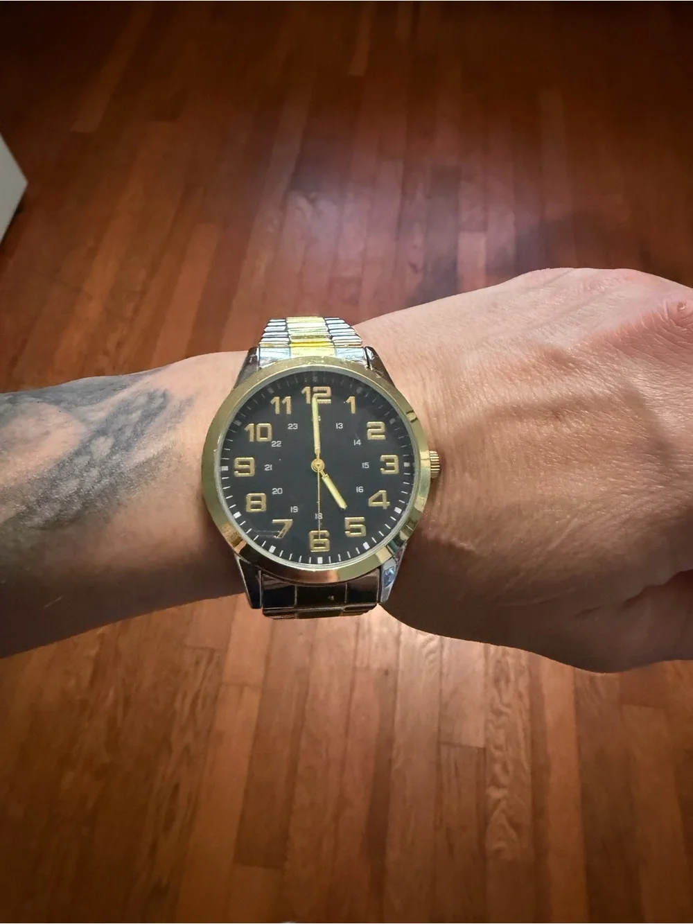 Fossil Two-Tone Gold and Silver Men's Watch with Black Dial